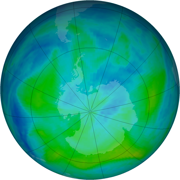 Antarctic ozone map for 05 March 1988